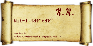 Nyiri Máté névjegykártya